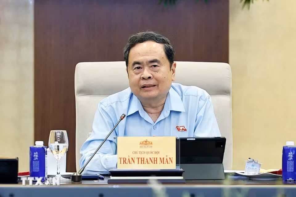Chủ tịch Quốc hội Trần Thanh Mẫn phát biểu. (Ảnh: Doãn Tấn/TTXVN)