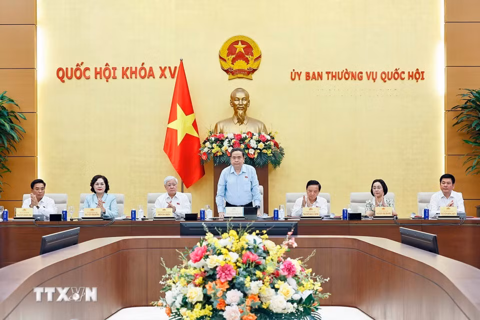 Chủ tịch Quốc hội Trần Thanh Mẫn chủ trì cuộc họp với các cơ quan của Quốc hội về sơ kết công tác 6 tháng đầu năm 2026. (Ảnh: Doãn Tấn/ TTXVN)