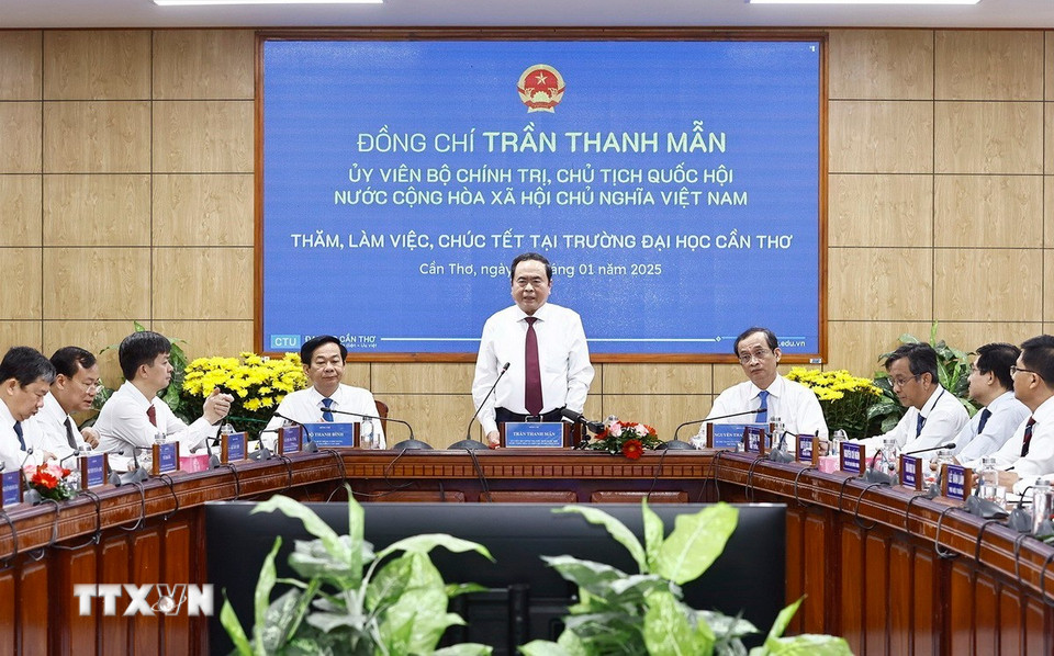 Chủ tịch Quốc hội Trần Thanh Mẫn phát biểu. (Ảnh: Doãn Tấn/TTXVN)