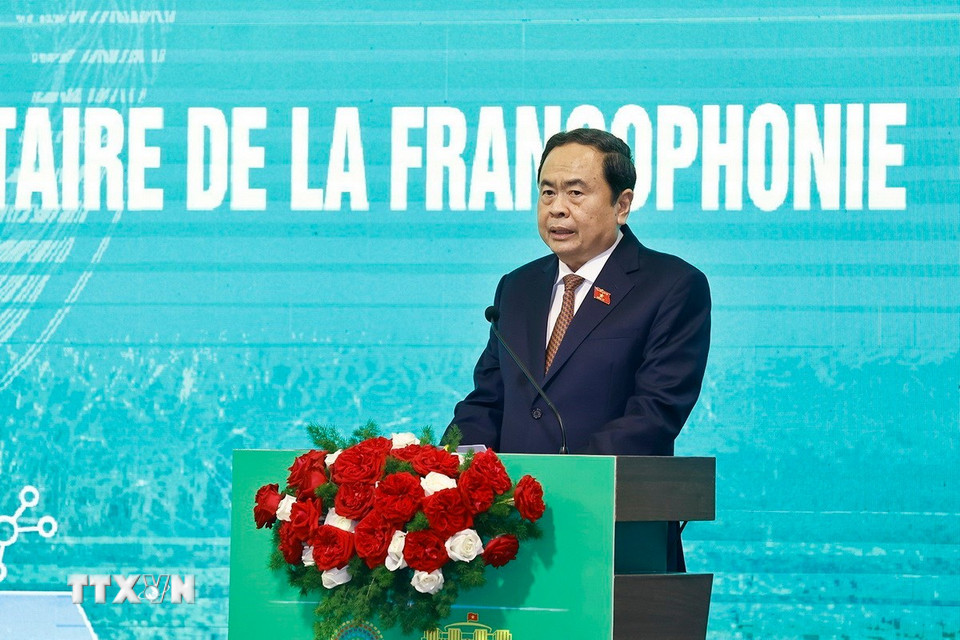 Chủ tịch Quốc hội Trần Thanh Mẫn phát biểu khai mạc hội nghị Ban Chấp hành Liên minh nghị viện Pháp ngữ. (Ảnh: Doãn Tấn/TTXVN)