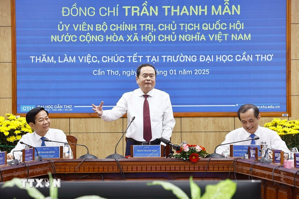 Chủ tịch Quốc hội Trần Thanh Mẫn phát biểu. (Ảnh: Doãn Tấn/TTXVN)
