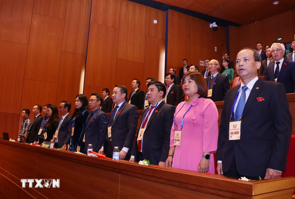 Đoàn đại biểu Thông tấn xã Việt Nam dự Đại hội Thi đua yêu nước toàn quốc lần thứ XI. (Ảnh: Văn Điệp/TTXVN)