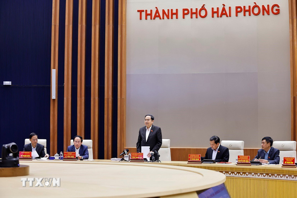 Chủ tịch Quốc hội Trần Thanh Mẫn phát biểu. (Ảnh: Doãn Tấn/TTXVN)