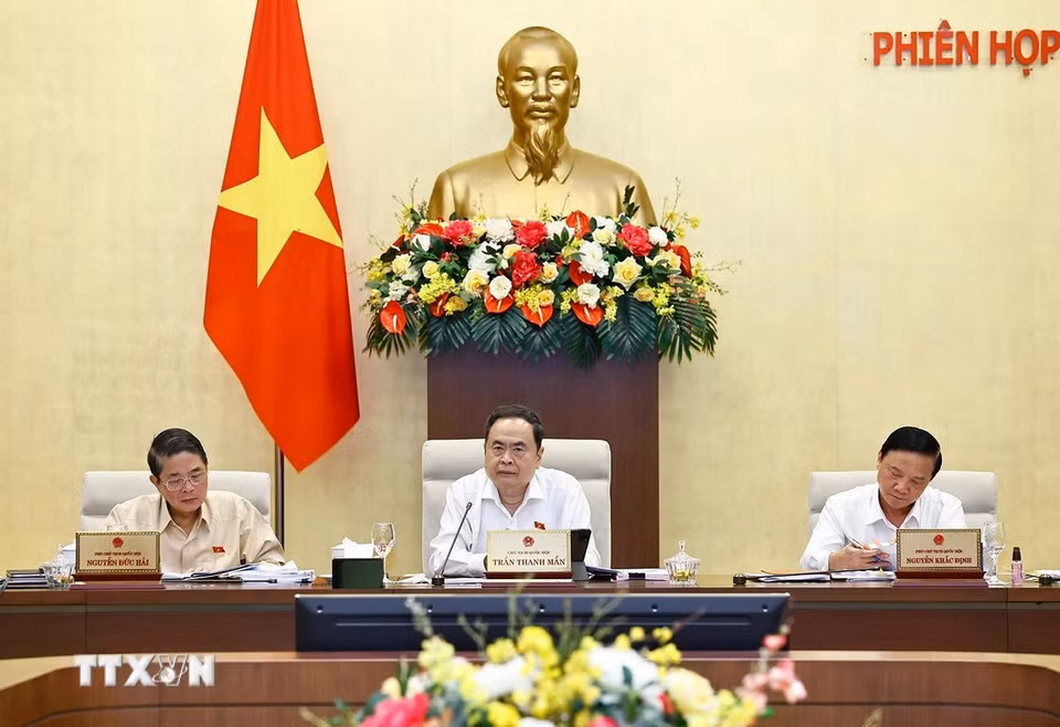 Chủ tịch Quốc hội Trần Thanh Mẫn phát biểu. (Ảnh: Doãn Tấn/TTXVN)