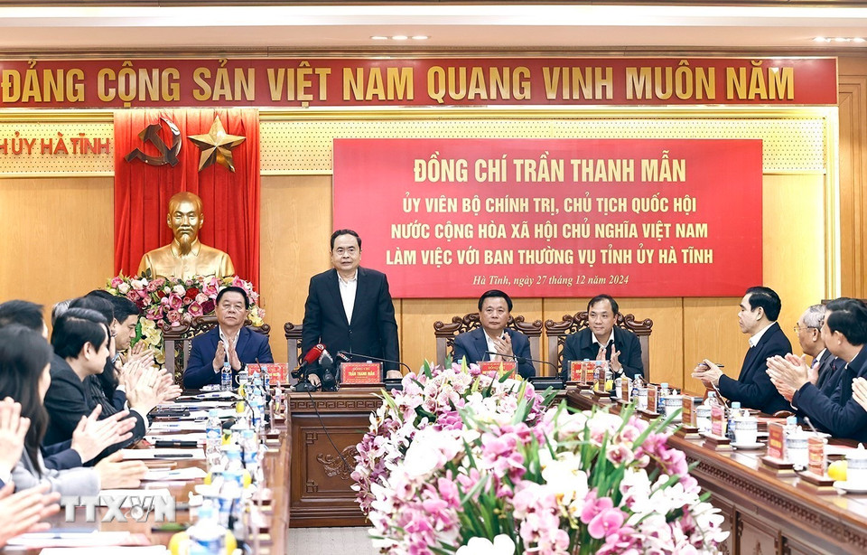 Chủ tịch Quốc hội Trần Thanh Mẫn phát biểu. (Ảnh: Doãn Tấn/TTXVN)