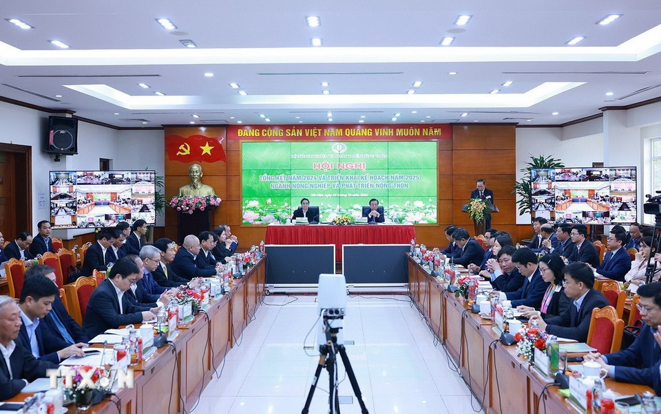 Thủ tướng Phạm Minh Chính dự Hội nghị triển khai nhiệm vụ ngành nông nghiệp. (Ảnh: Dương Giang/TTXVN)