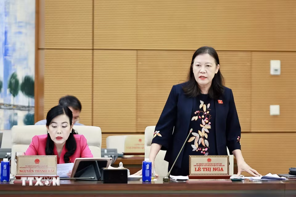 Chủ nhiệm Ủy ban Dân nguyện và Giám sát của Quốc hội Lê Thị Nga phát biểu. (Ảnh: Doãn Tấn/TTXVN)