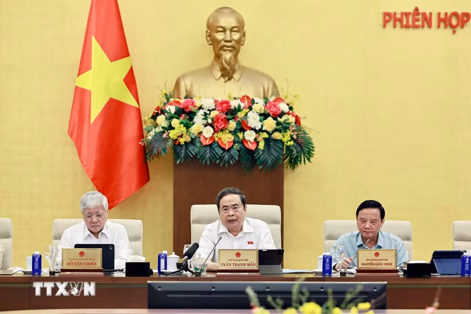 Chủ tịch Quốc hội Trần Thanh Mẫn phát biểu. (Ảnh: Doãn Tấn/TTXVN)