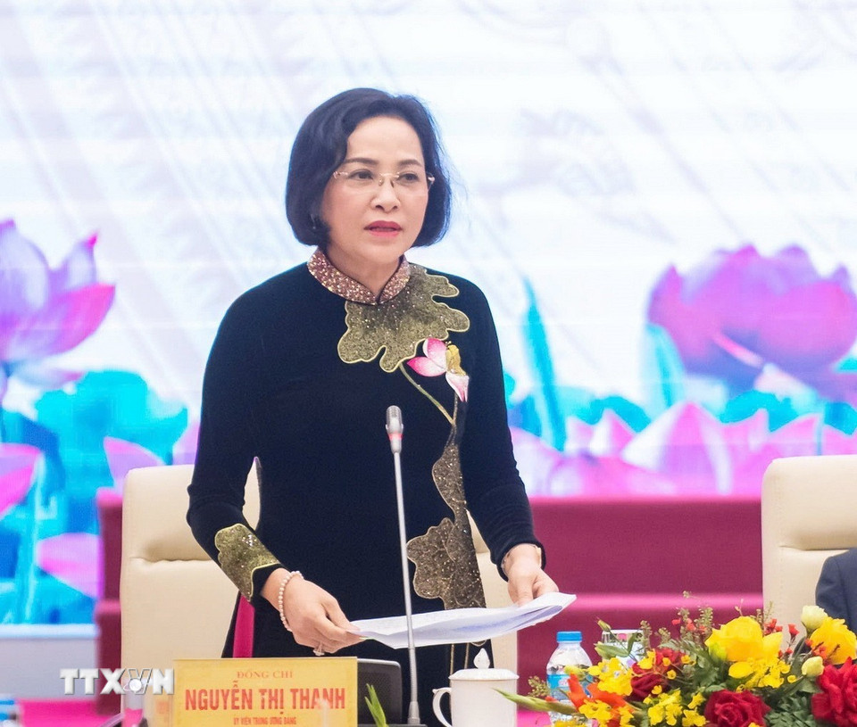 Phó Chủ tịch Quốc hội Nguyễn Thị Thanh phát biểu tại hội nghị. (Ảnh: Phương Hoa/TTXVN)