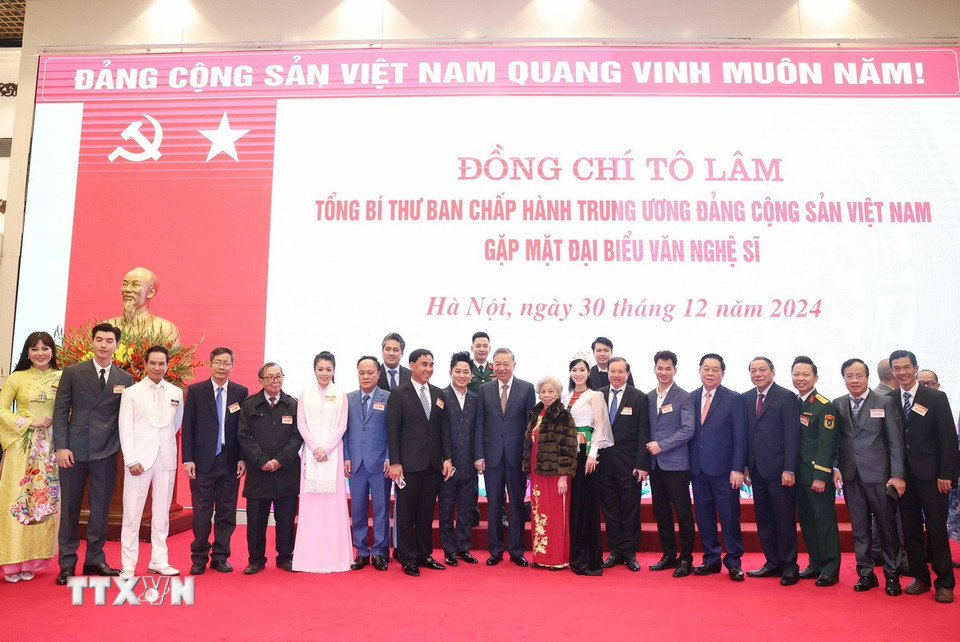 Tổng Bí thư Tô Lâm và các đại biểu. (Ảnh: Thống Nhất/TTXVN)