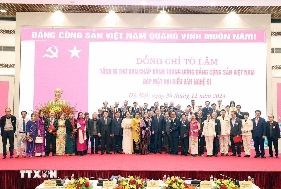 Tổng Bí thư Tô Lâm và các đại biểu. (Ảnh: Thống Nhất/TTXVN)