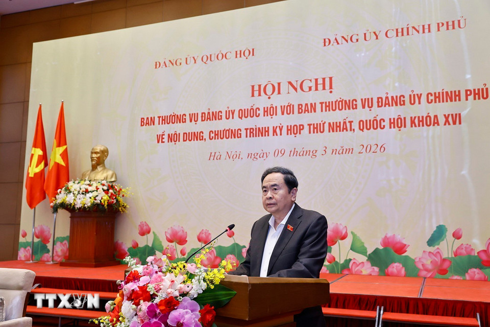 Chủ tịch Quốc hội Trần Thanh Mẫn phát biểu khai mạc Hội nghị. (Ảnh: Doãn Tấn/TTXVN)