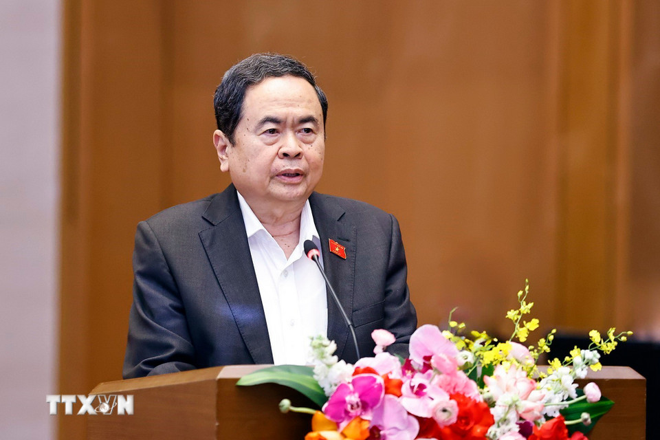 Chủ tịch Quốc hội Trần Thanh Mẫn phát biểu khai mạc Hội nghị. (Ảnh: Doãn Tấn/TTXVN)