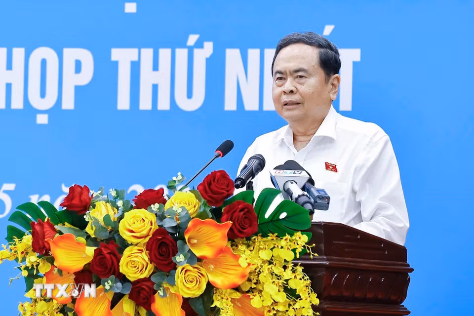 Chủ tịch Quốc hội Trần Thanh Mẫn phát biểu. (Ảnh: Doãn Tấn/TTXVN)