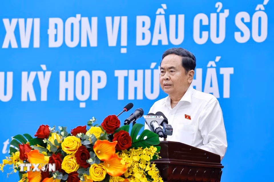 Chủ tịch Quốc hội Trần Thanh Mẫn phát biểu. (Ảnh: Doãn Tấn/TTXVN)