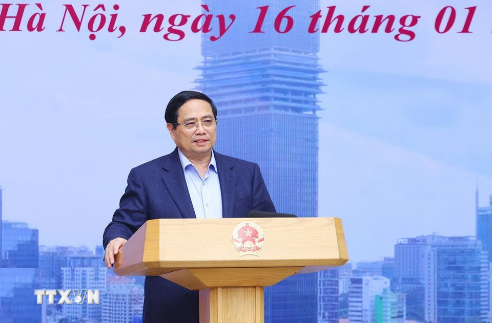 Thủ tướng Phạm Minh Chính chủ trì phiên họp thứ nhất của Ban Chỉ đạo về Trung tâm tài chính quốc tế tại Việt Nam. (Ảnh: Dương Giang/TTXVN)