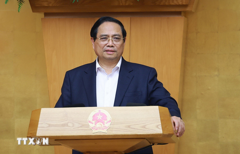 Thủ tướng Phạm Minh Chính chủ trì Phiên họp Chính phủ Thường kỳ tháng 1 năm 2026 trực tuyến với các địa phương. (Ảnh: Dương Giang/TTXVN)