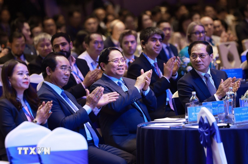 Thủ tướng Phạm Minh Chính tham dự Phiên đối thoại về khoa học, công nghệ. (Ảnh: Dương Giang/TTXVN)