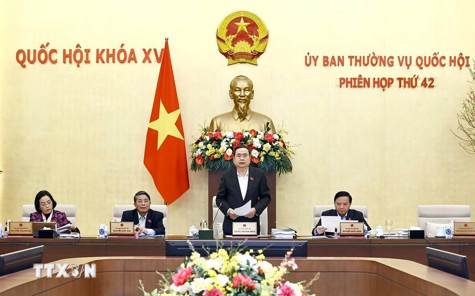 Chủ tịch Quốc hội Trần Thanh Mẫn phát biểu khai mạc phiên họp. (Ảnh: Doãn Tấn/ TTXVN)