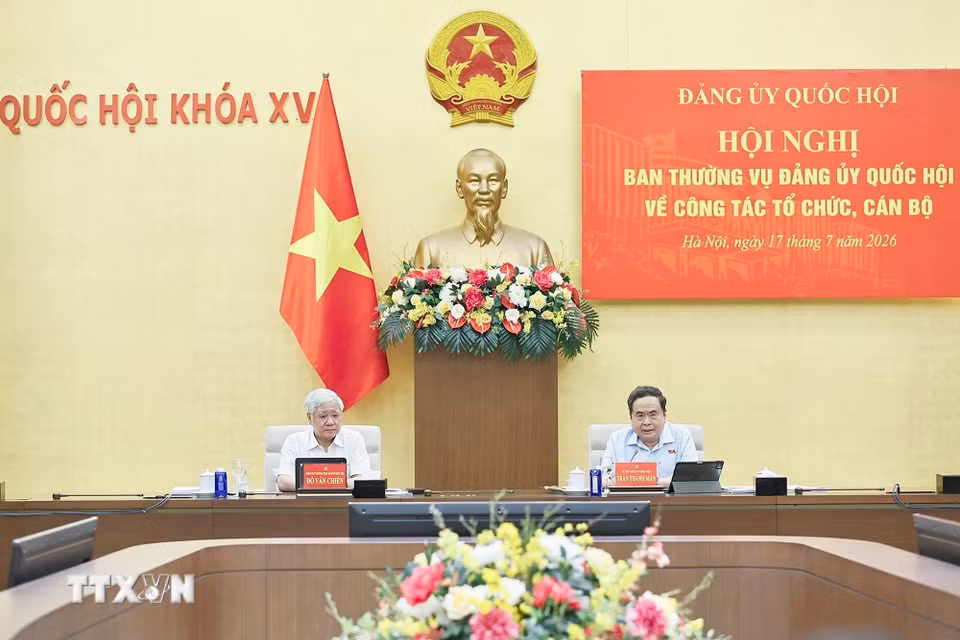 Ủy viên Bộ Chính trị, Bí thư Đảng ủy Quốc hội, Chủ tịch Quốc hội Trần Thanh Mẫn phát biểu. (Ảnh: Doãn Tấn/ TTXVN)