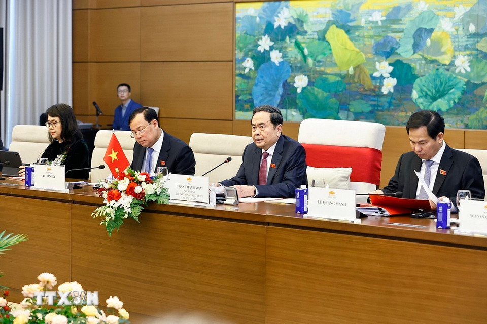 Chủ tịch Quốc hội Trần Thanh Mẫn phát biểu. (Ảnh: Doãn Tấn/TTXVN)