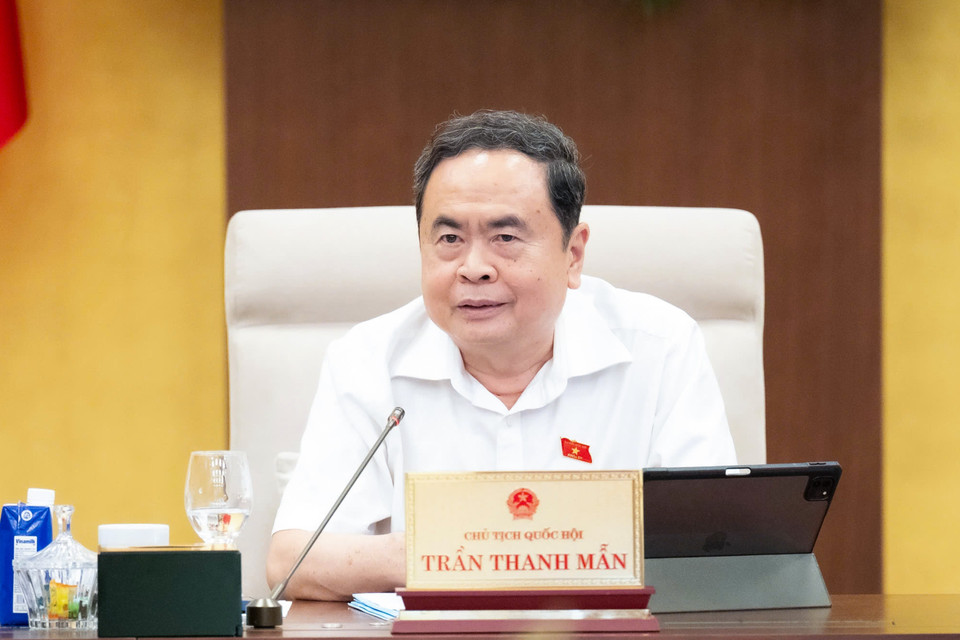 Chủ tịch Quốc hội Trần Thanh Mẫn phát biểu. (Ảnh: Doãn Tấn/TTXVN)