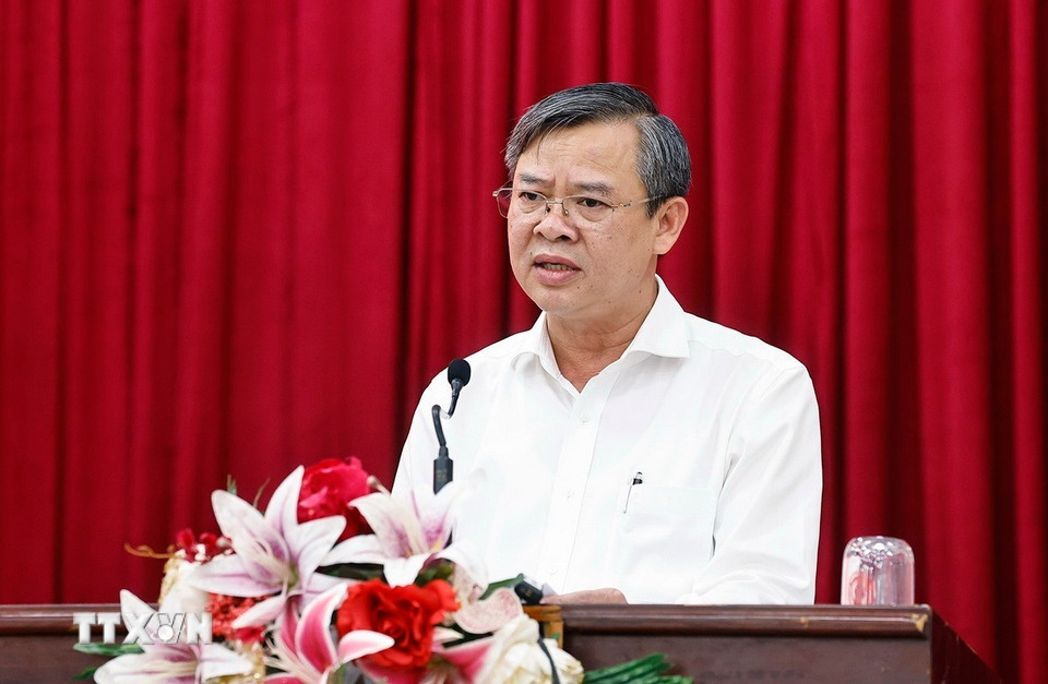 Chủ tịch Ủy ban Nhân dân thành phố Cần Thơ Trương Cảnh Tuyên phát biểu. (Ảnh: Doãn Tấn/TTXVN)