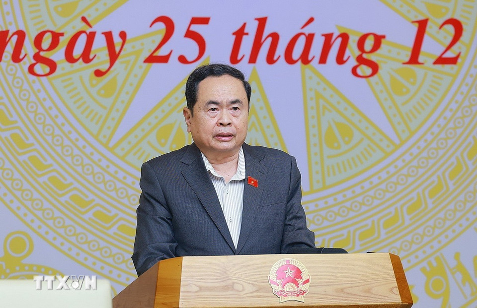 Chủ tịch Quốc hội Trần Thanh Mẫn phát biểu. (Ảnh: Dương Giang/TTXVN)