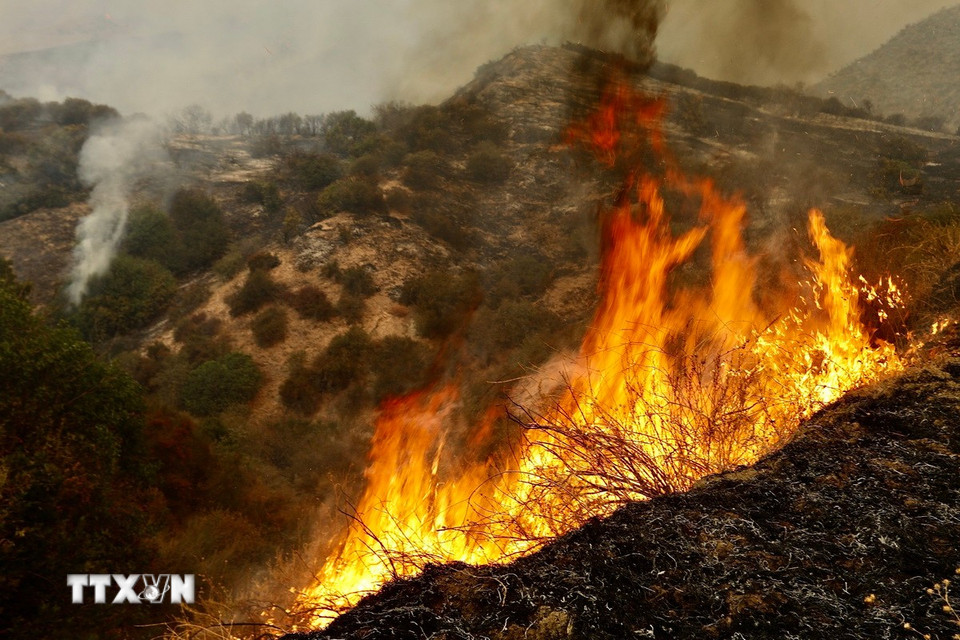 Cháy rừng do nắng nóng kéo dài tại California, Mỹ, ngày 7/9/2024. (Ảnh: THX/TTXVN)