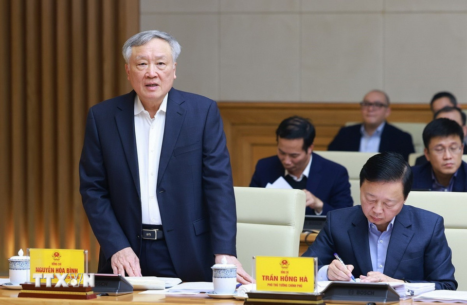 Phó Thủ tướng Thường trực Nguyễn Hoà Bình phát biểu. (Ảnh: Dương Giang/TTXVN)