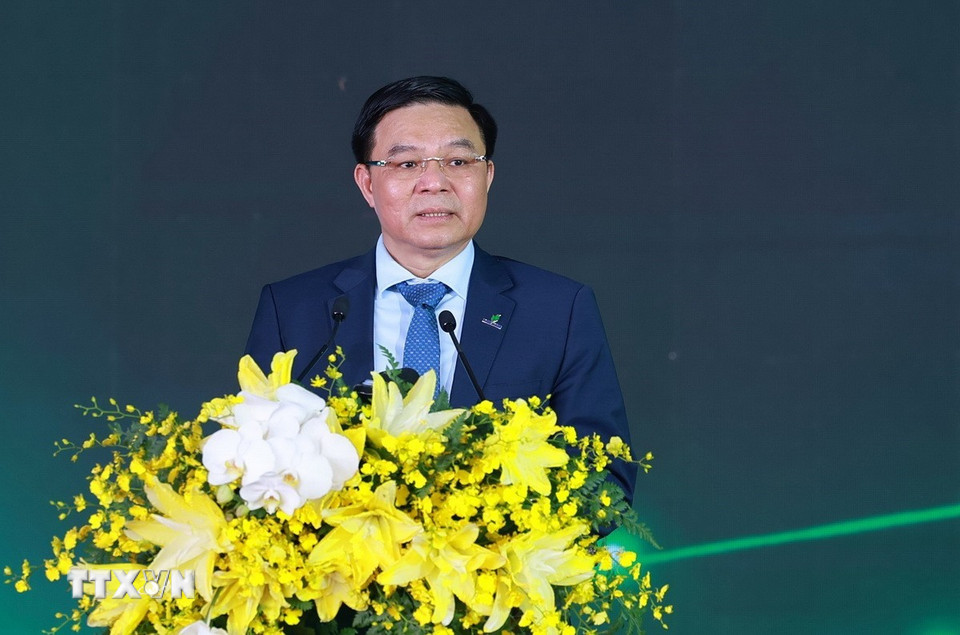 Chủ tịch Tập đoàn Công nghiệp-Năng lượng Quốc gia Việt Nam Lê Mạnh Hùng phát biểu. (Ảnh: Dương Giang/TTXVN)