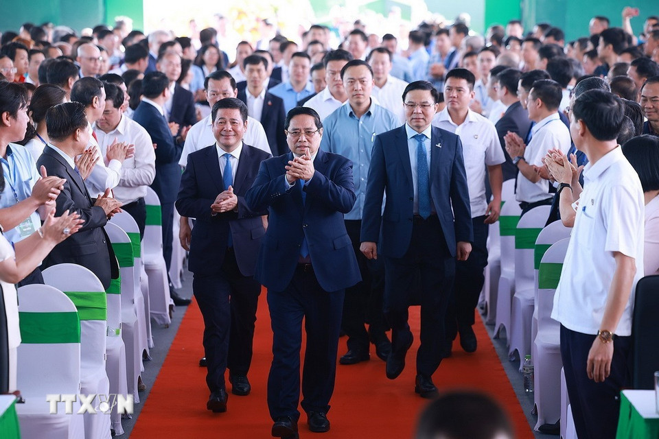 Thủ tướng Phạm Minh Chính đến dự Lễ khánh thành Nhà máy điện LNG Nhơn Trạch 3 và 4. (Ảnh: Dương Giang/TTXVN)