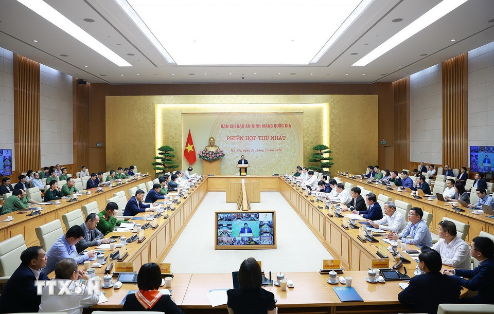 Phiên họp thứ nhất của Ban Chỉ đạo An ninh mạng quốc gia. (Ảnh: Dương Giang/TTXVN)