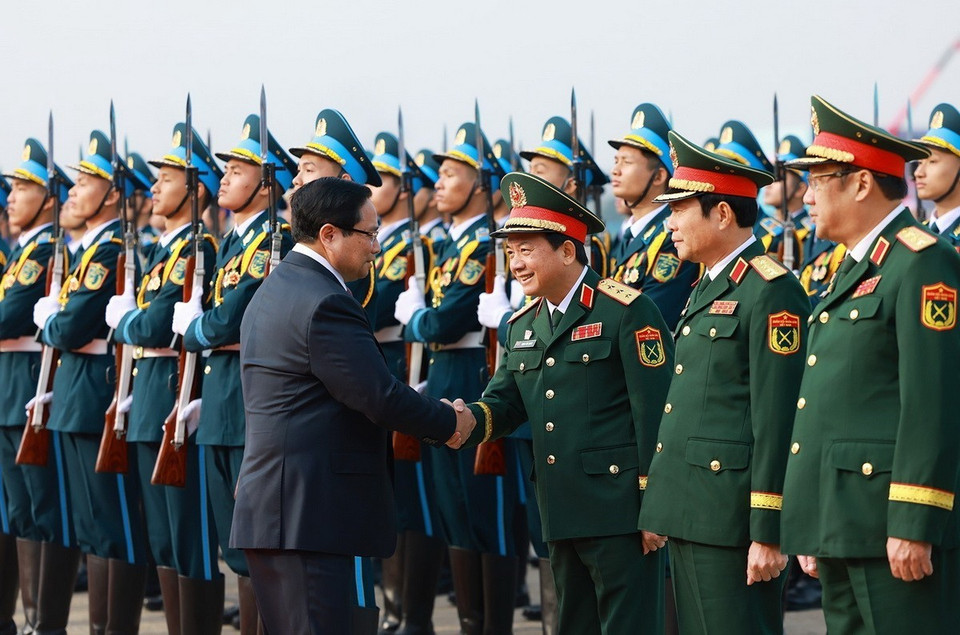 Thủ tướng Phạm Minh Chính dự khai mạc Triển lãm Quốc phòng Quốc tế Việt Nam 2024. (Ảnh: Dương Giang/TTXVN)