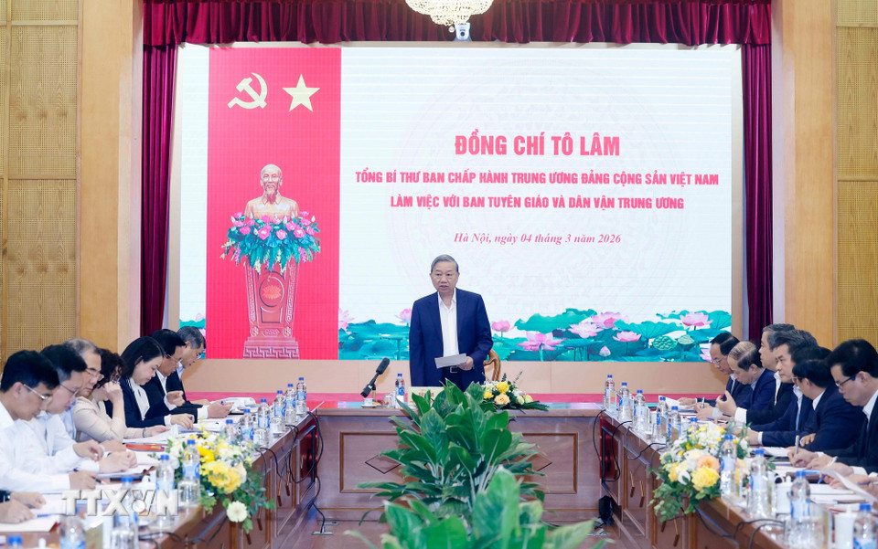Tổng Bí thư Tô Lâm phát biểu chỉ đạo. (Ảnh: Thống Nhất/TTXVN)