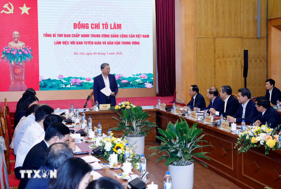 Tổng Bí thư Tô Lâm phát biểu chỉ đạo. (Ảnh: Thống Nhất/TTXVN)