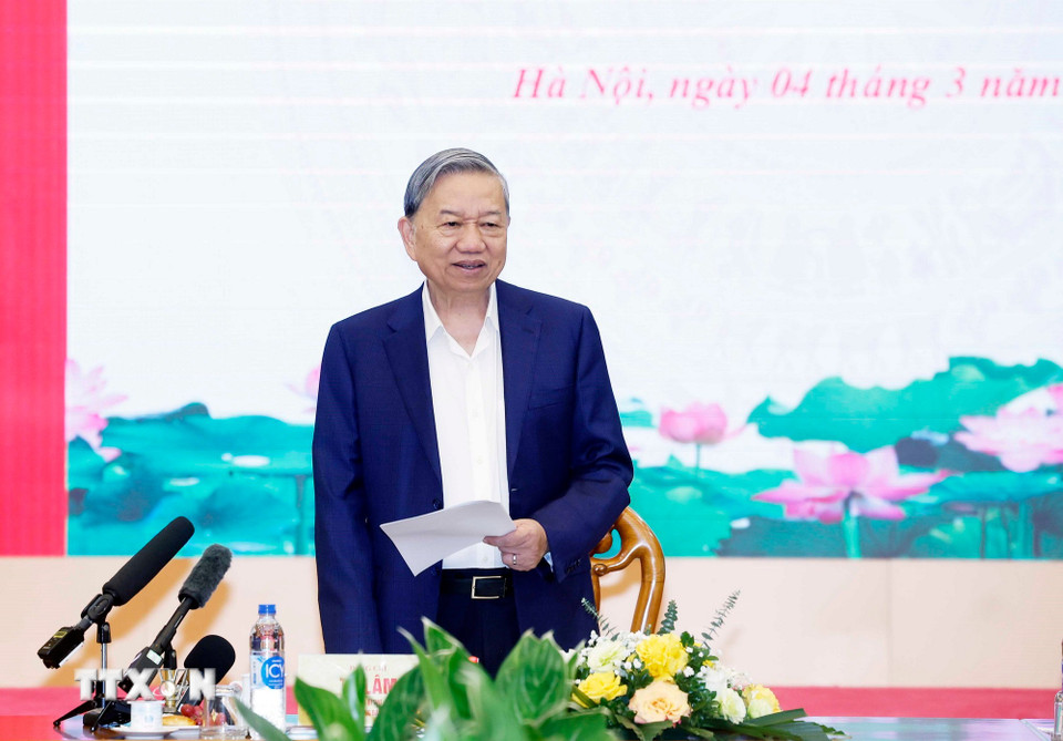 Tổng Bí thư Tô Lâm phát biểu chỉ đạo. (Ảnh: Thống Nhất/TTXVN)