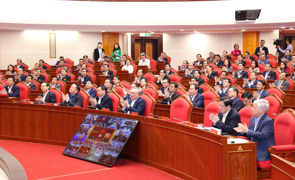 Các đồng chí lãnh đạo các ban, bộ, ngành dự hội nghị. (Ảnh: Phương Hoa/TTXVN)