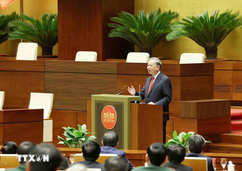 Tổng Bí thư Tô Lâm phát biểu chỉ đạo hội nghị. (Ảnh: Phương Hoa/TTXVN)