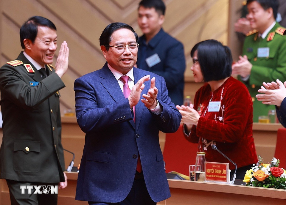 Thủ tướng Phạm Minh Chính đến hội nghị. (Ảnh: Dương Giang/TTXVN)