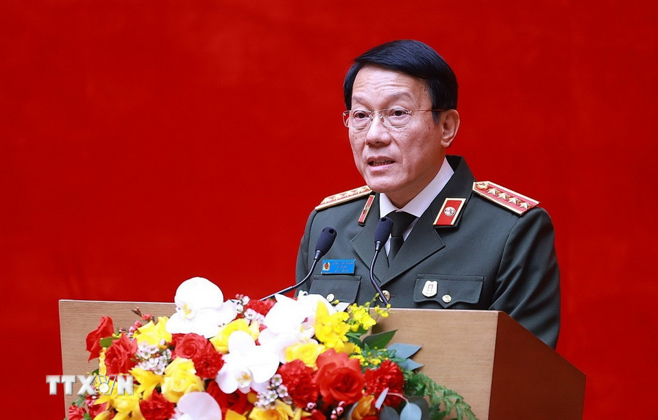 Đại tướng Lương Tam Quang, Bộ trưởng Bộ Công an phát biểu. (Ảnh: Dương Giang/TTXVN)