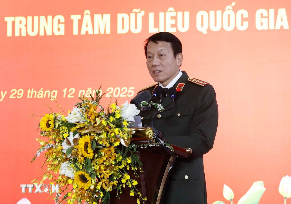 Đại tướng Lương Tam Quang, Bộ trưởng Bộ Công an phát biểu. (Ảnh: Thống Nhất/TTXVN)
