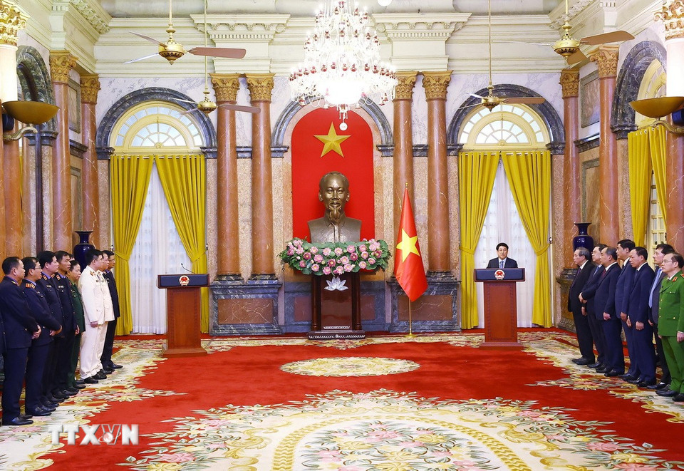 Chủ tịch nước Lương Cường phát biểu chỉ đạo. (Ảnh: Lâm Khánh/TTXVN)