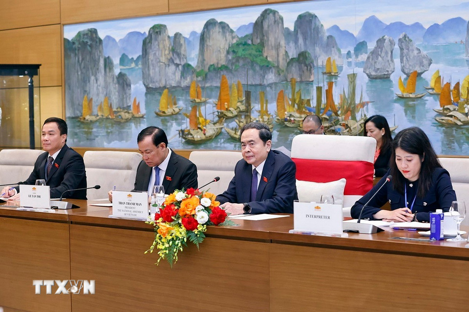 Chủ tịch Quốc hội Trần Thanh Mẫn phát biểu. (Ảnh: Doãn Tấn/TTXVN)