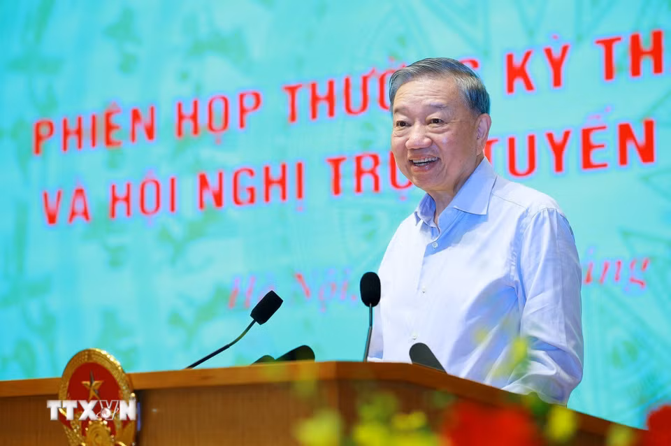 Tổng Bí thư, Chủ tịch nước Tô Lâm phát biểu chỉ đạo. (Ảnh: Dương Giang/TTXVN)