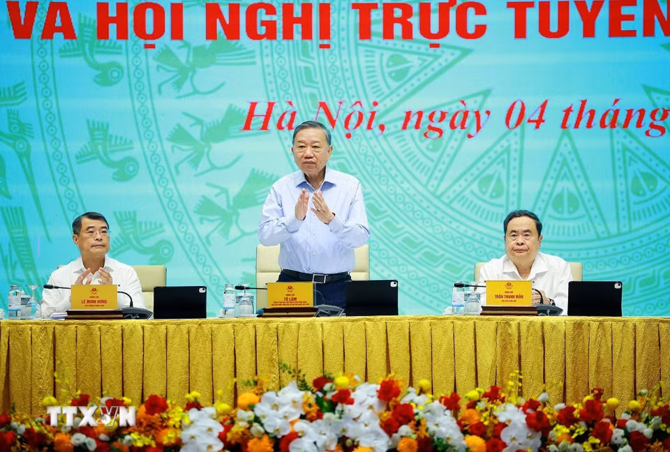 Tổng Bí thư, Chủ tịch nước Tô Lâm dự Phiên họp Chính phủ thường kỳ tháng 6 năm 2026 và Hội nghị Chính phủ với địa phương. (Ảnh: Dương Giang/ TTXVN)