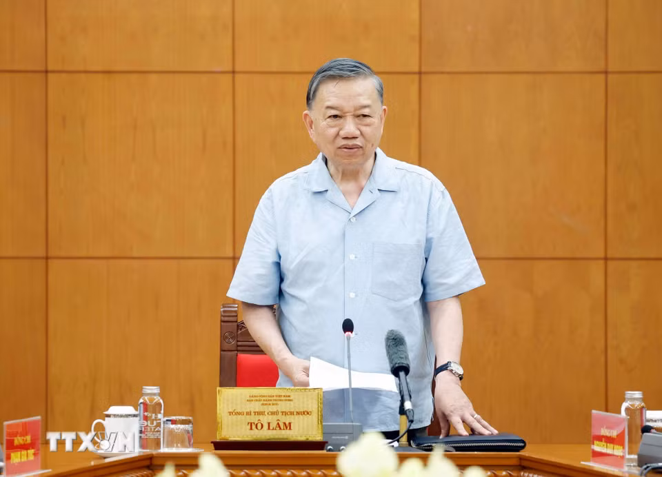 Tổng Bí thư, Chủ tịch nước Tô Lâm phát biểu chỉ đạo. (Ảnh: Thống Nhất/TTXVN)
