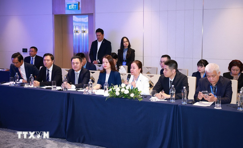 Đại biểu quốc tế và trong nước tham dự buổi tiếp. (Ảnh: Dương Giang/TTXVN)