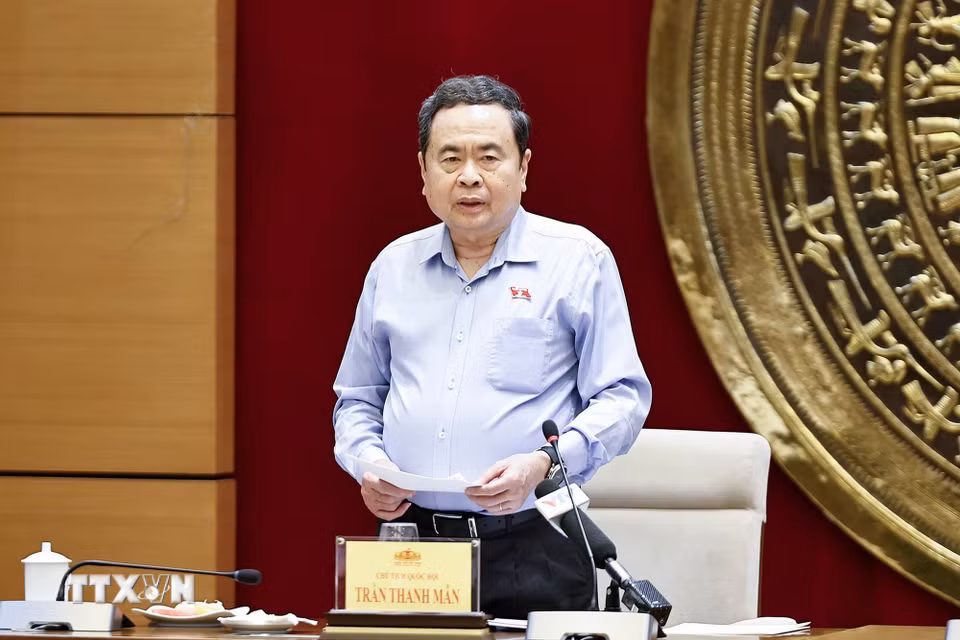 Chủ tịch Quốc hội Trần Thanh Mẫn phát biểu. (Ảnh: Doãn Tấn/TTXVN)