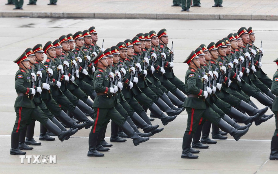 Khối Quân đội Nhân dân Lào. (Ảnh: Phương Hoa/TTXVN)